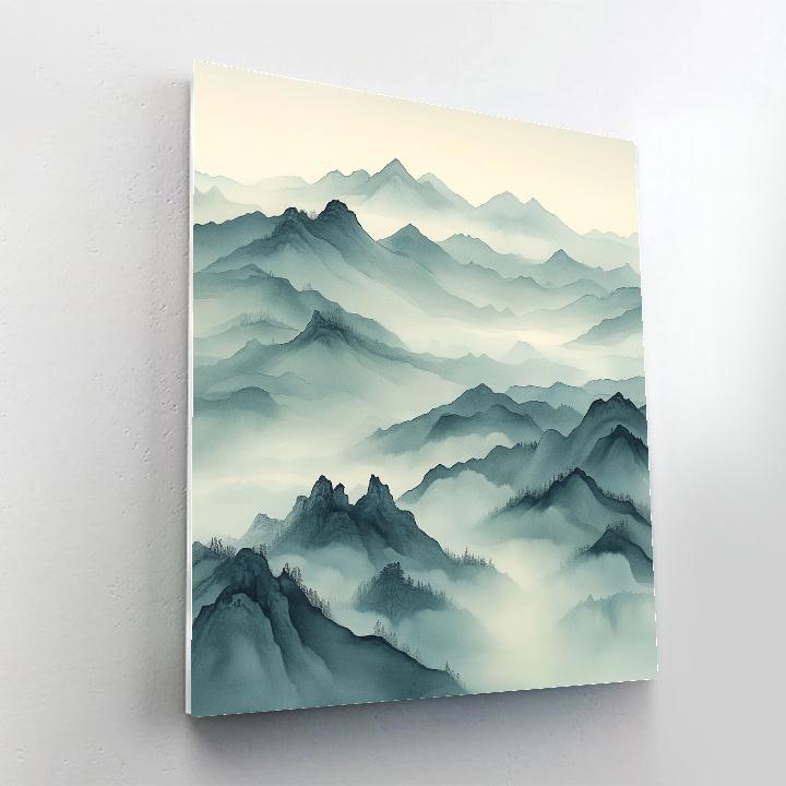 Zhao Mengfu Inspired Nebula Mist Mountain Silence paint by numbers
