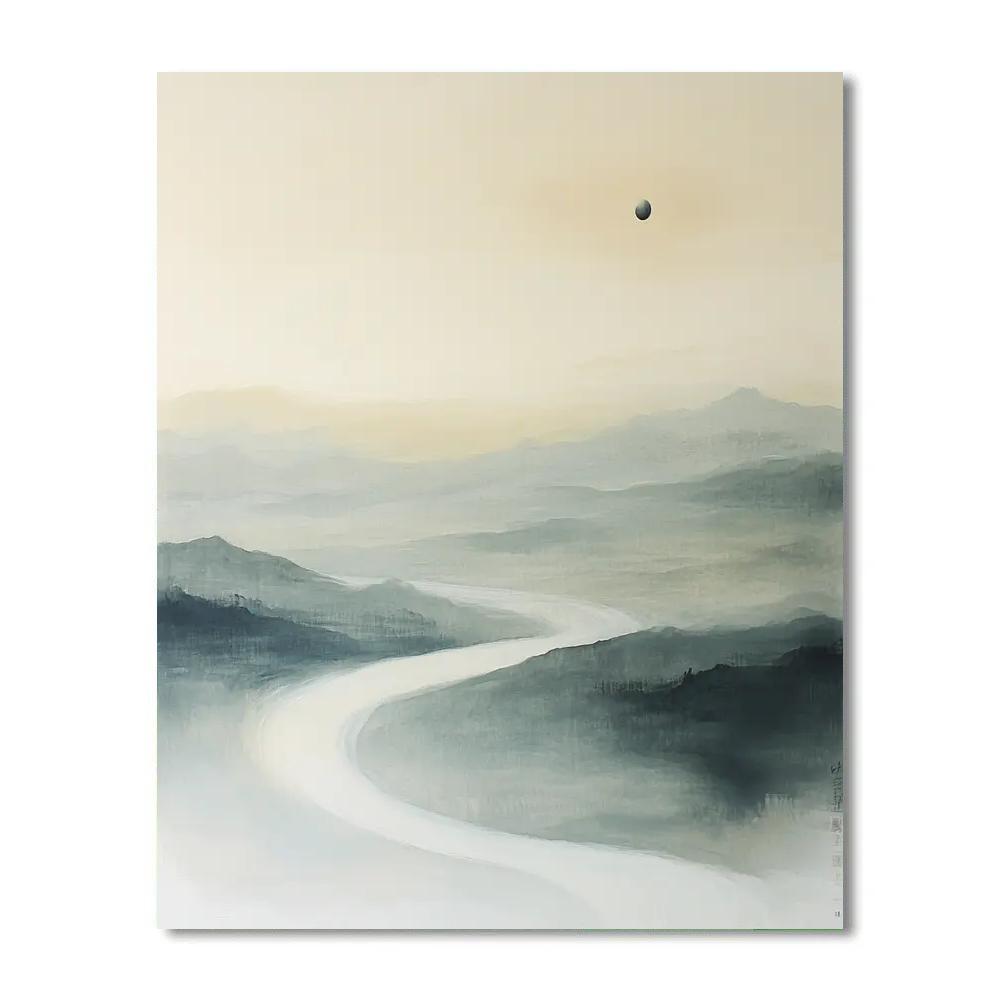 Zhao Mengfu Inspired Lunar Tide Ink Rhythms Painting by numbers kit
