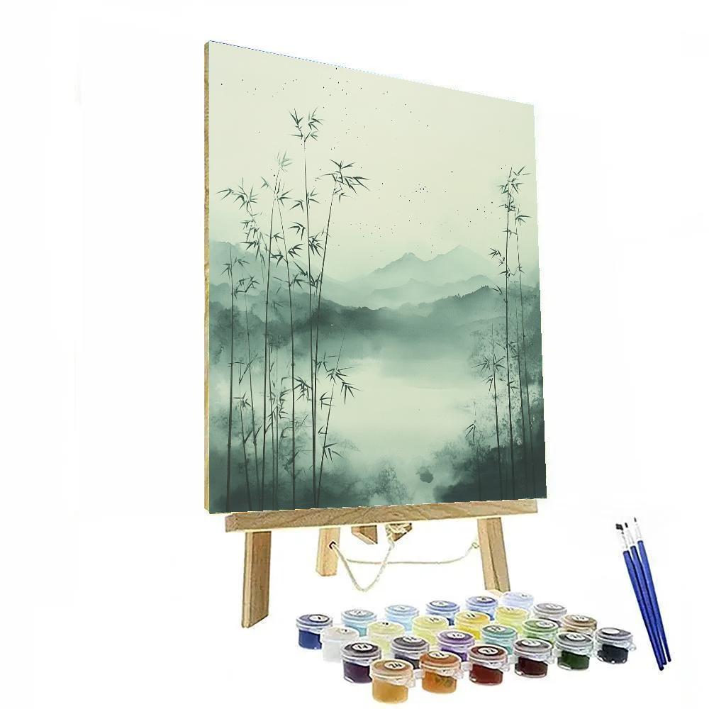 Zhao Mengfu Inspired Starlit Bamboo Void Geometry paint by number