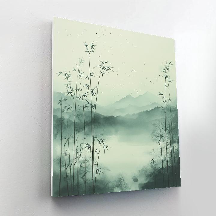 Zhao Mengfu Inspired Starlit Bamboo Void Geometry paint by number