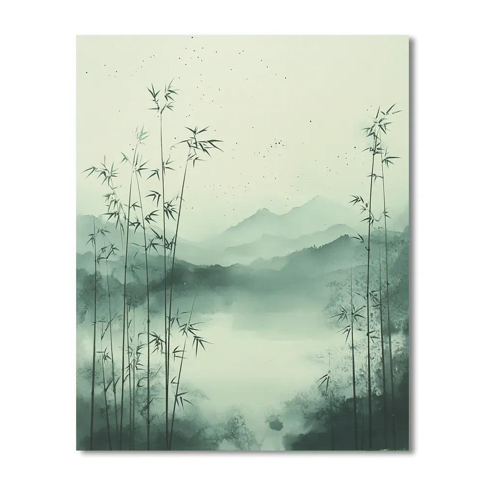 Zhao Mengfu Inspired Starlit Bamboo Void Geometry paint by number