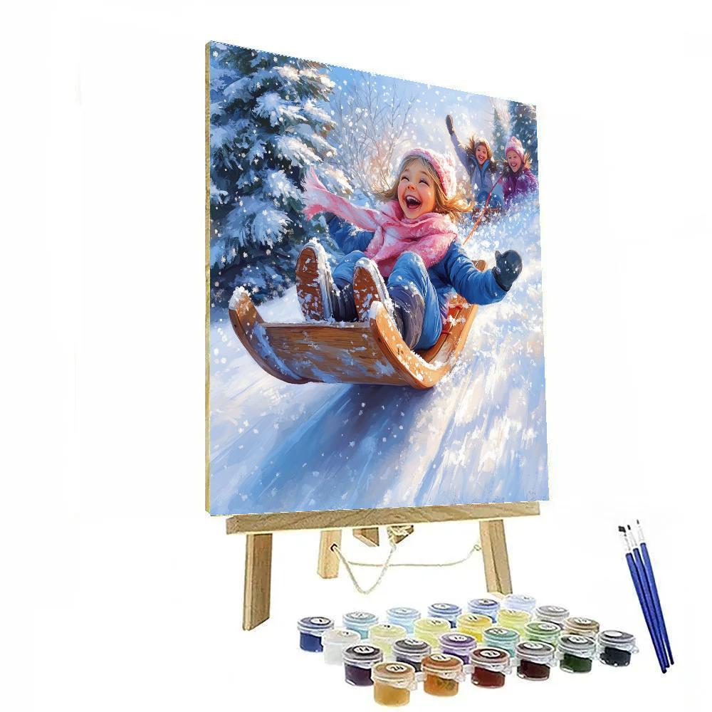 Anna Snowy Sled Ride Disney paint by numbers