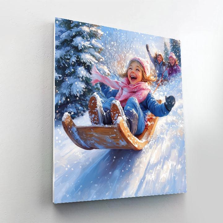 Anna Snowy Sled Ride Disney paint by numbers