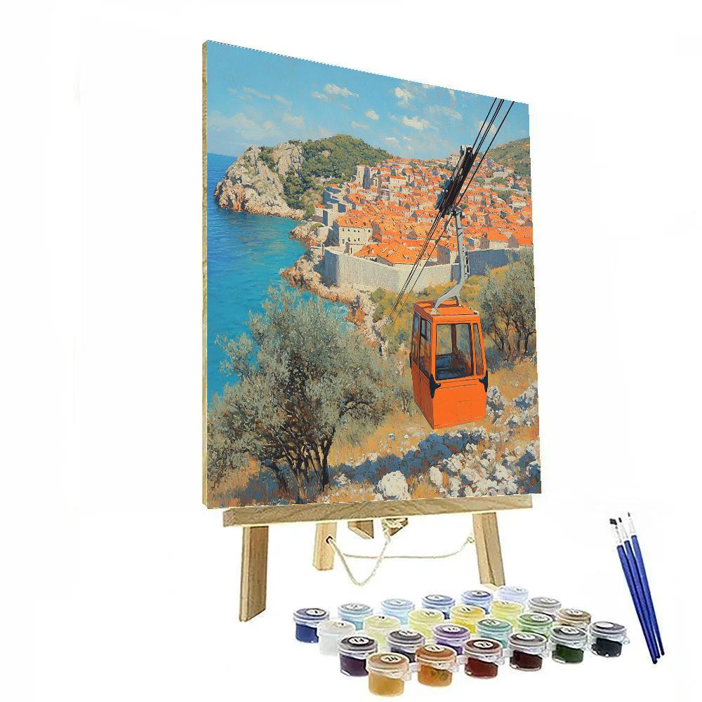 Cable Car Descent To Dubrovnik Old Port Dubrovnik Croatia Number painting