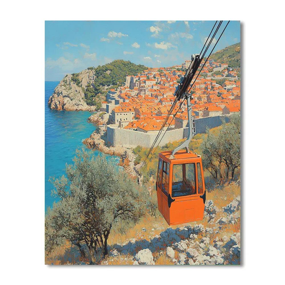 Cable Car Descent To Dubrovnik Old Port Dubrovnik Croatia Number painting