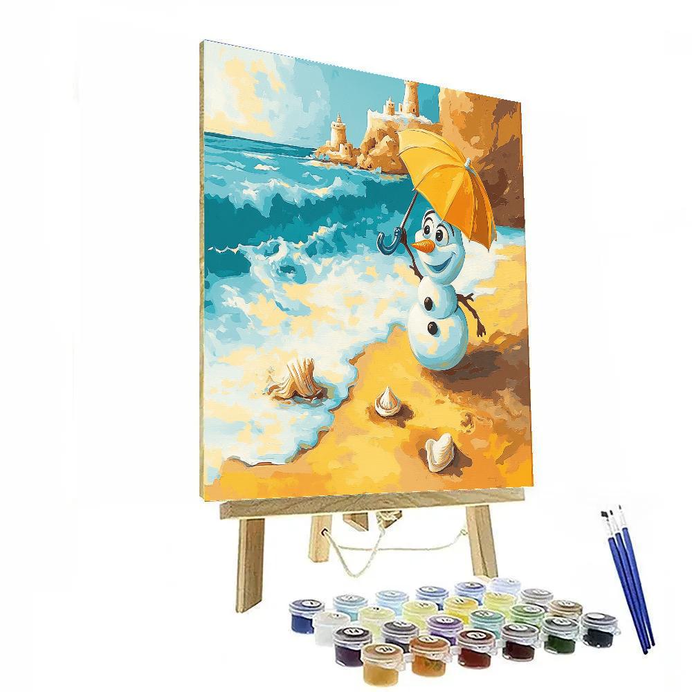 Olaf Sunny Beach Hug Disney paint by color