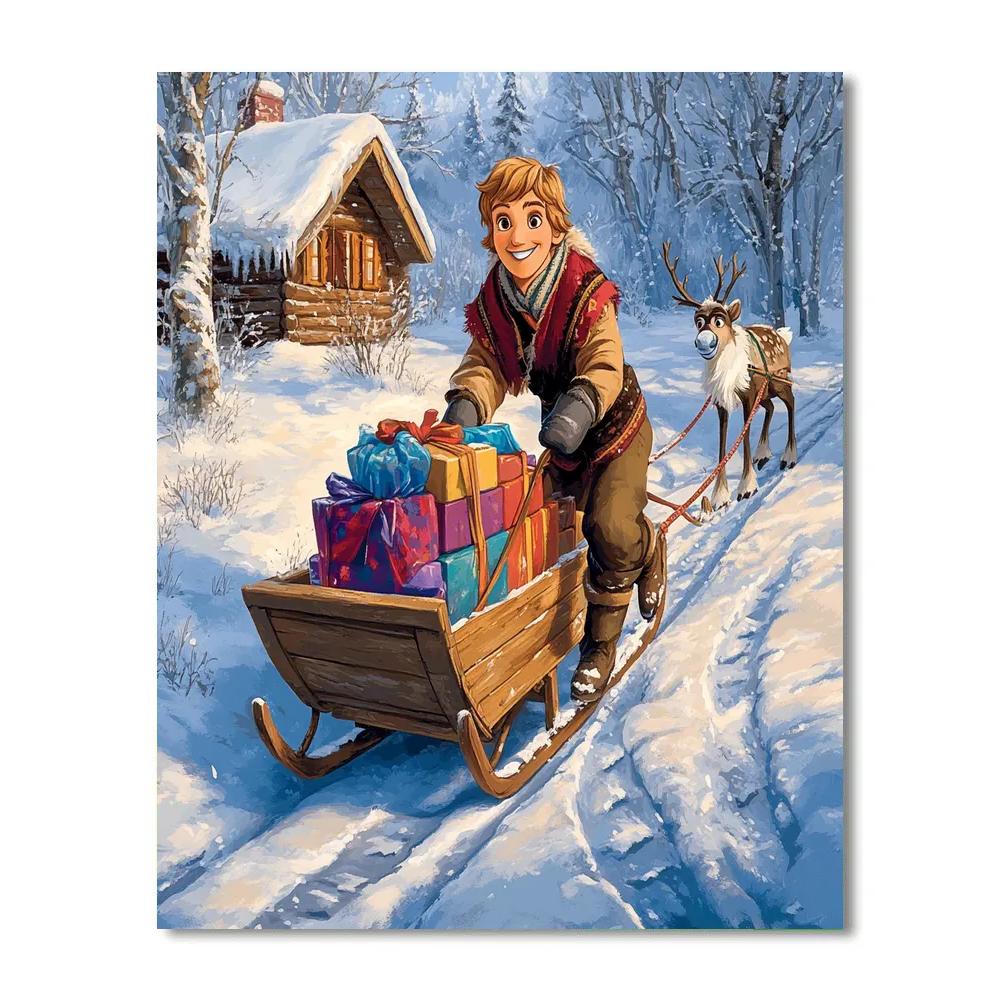 Kristoff Sled Helper Disney paint by color
