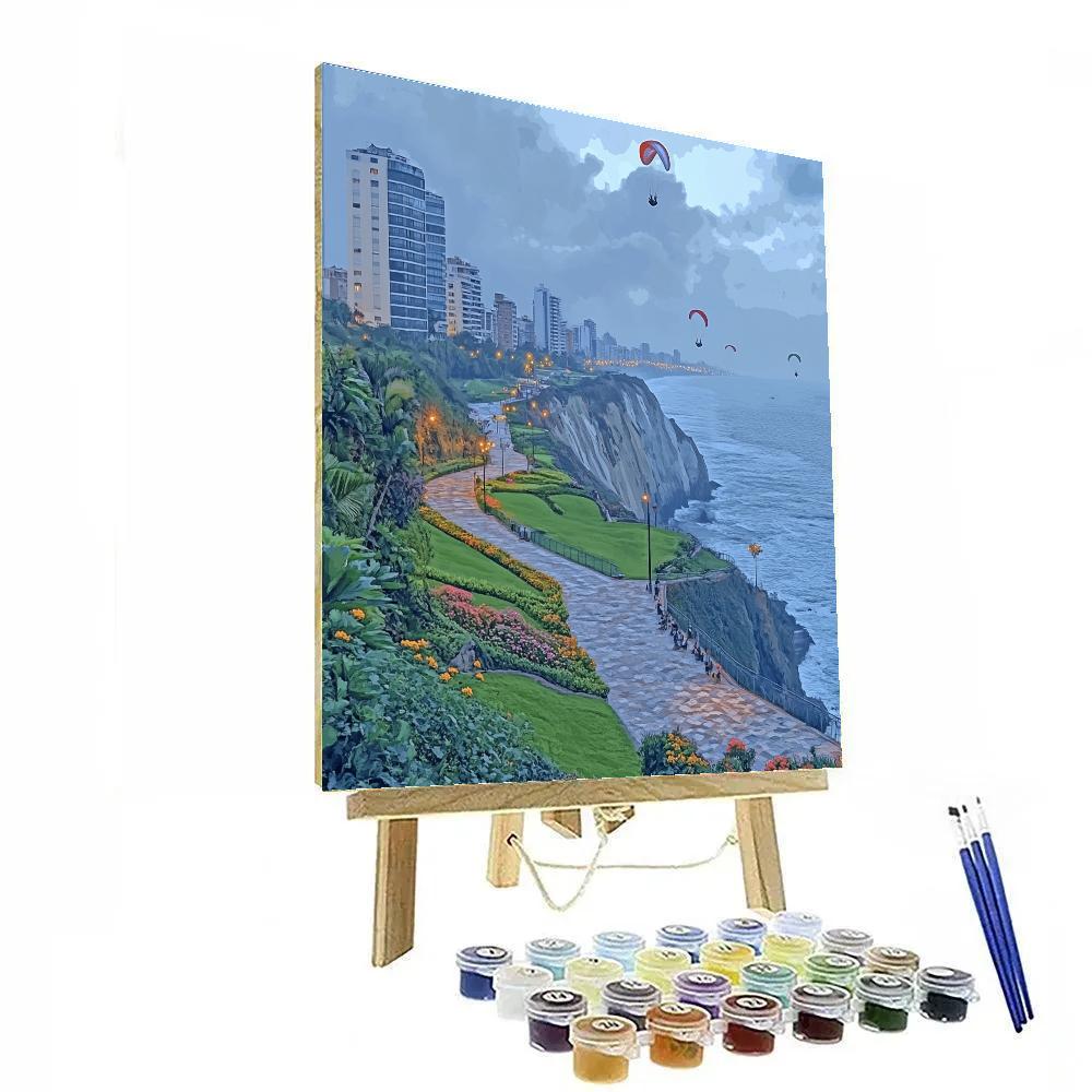 Miraflores Clifftop Malecon And Pacific Ocean Lima Peru Painting by numbers kit