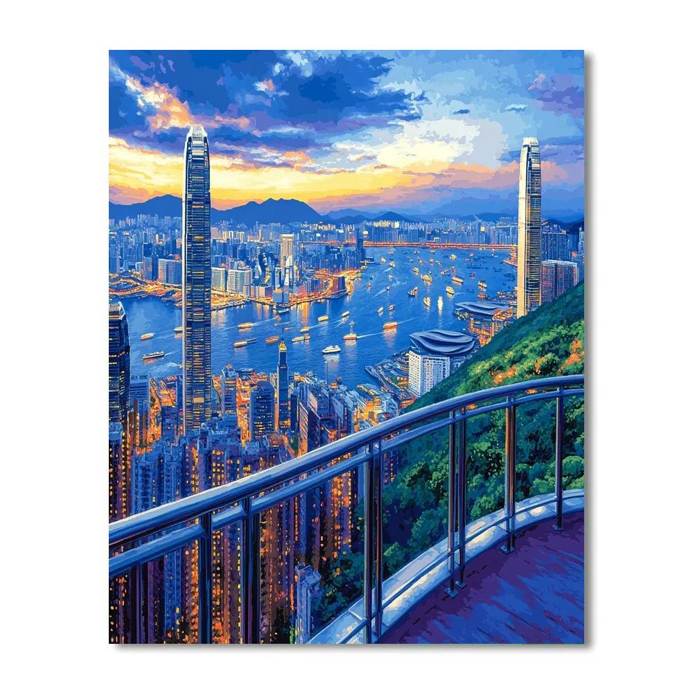 Victoria Harbour View From Sky Terrace 428 Hong Kong China Numbered painting kits