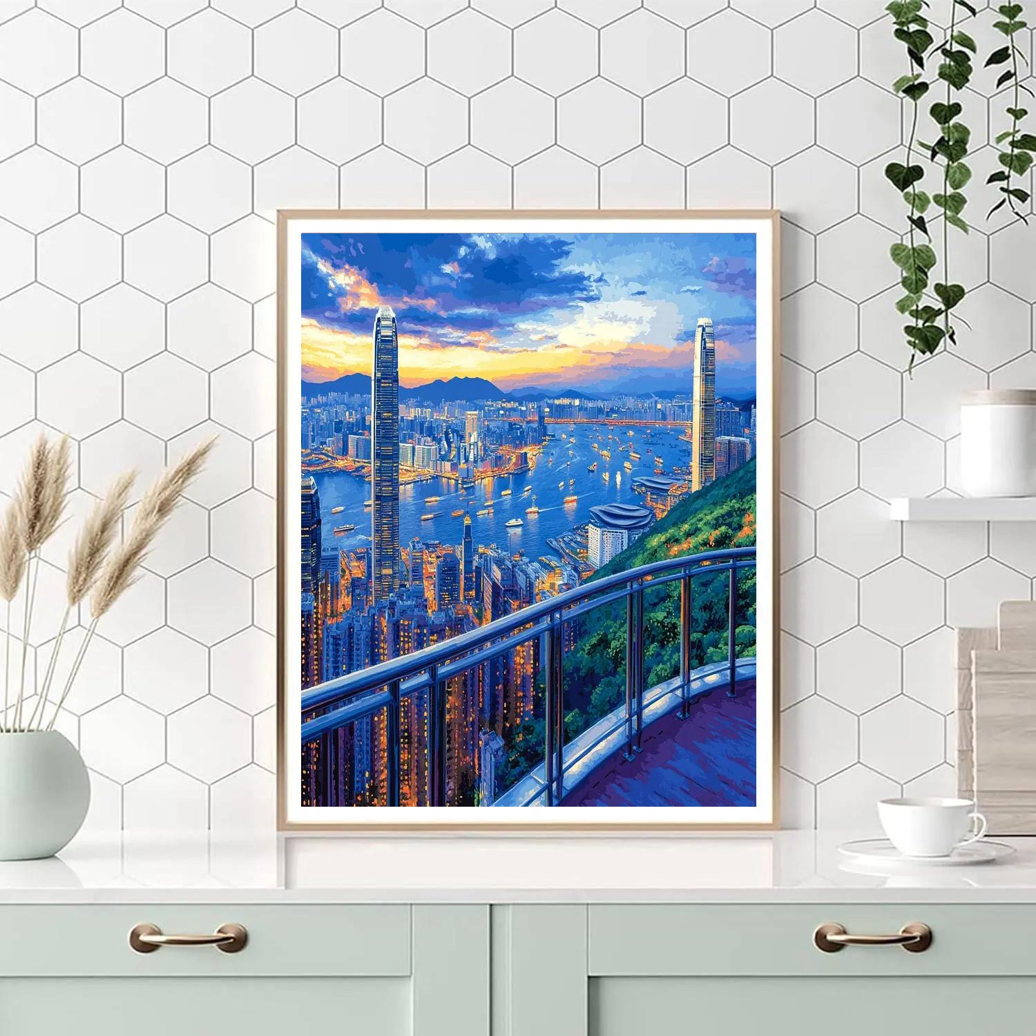 Victoria Harbour View From Sky Terrace 428 Hong Kong China Numbered painting kits