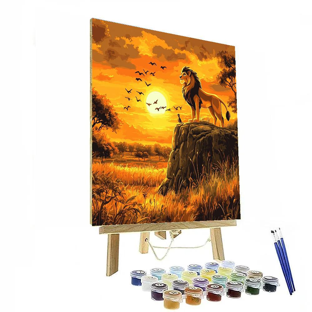 Simba Pride Rock Sunrise Disney paint by color