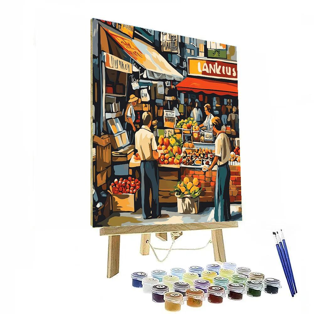 William Hogarth Inspired Market Street Scene paint by number