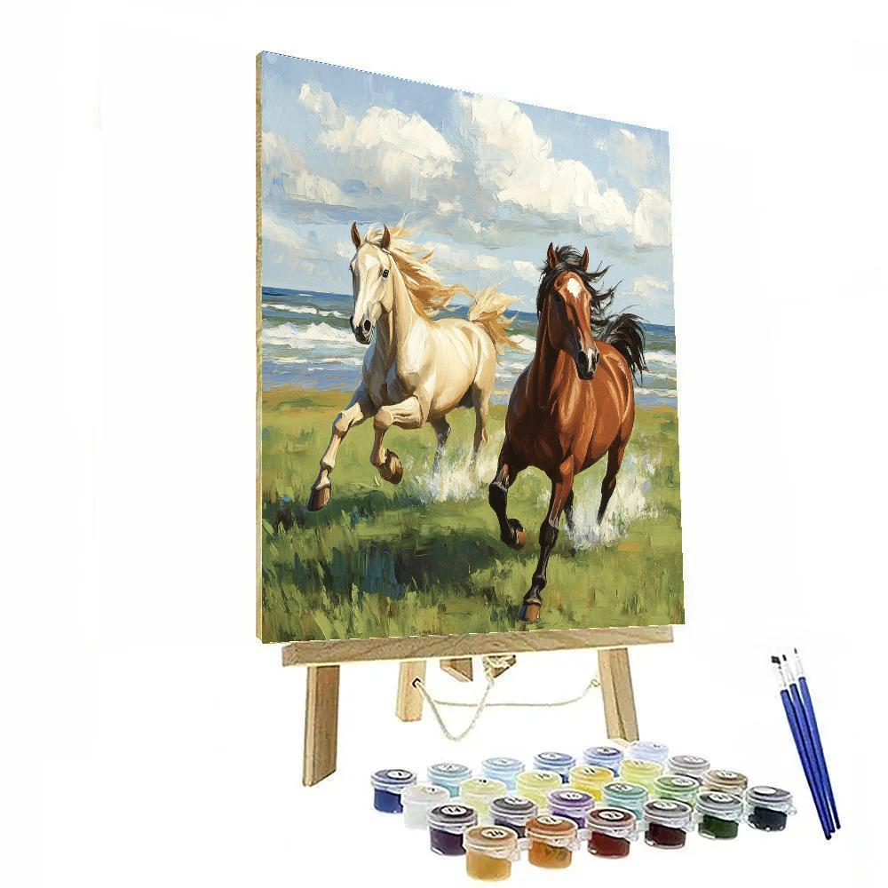 George Stubbs Inspired Galloping Horses paint by color