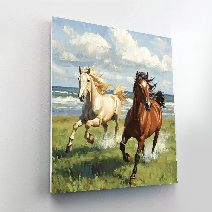 George Stubbs Inspired Galloping Horses paint by color