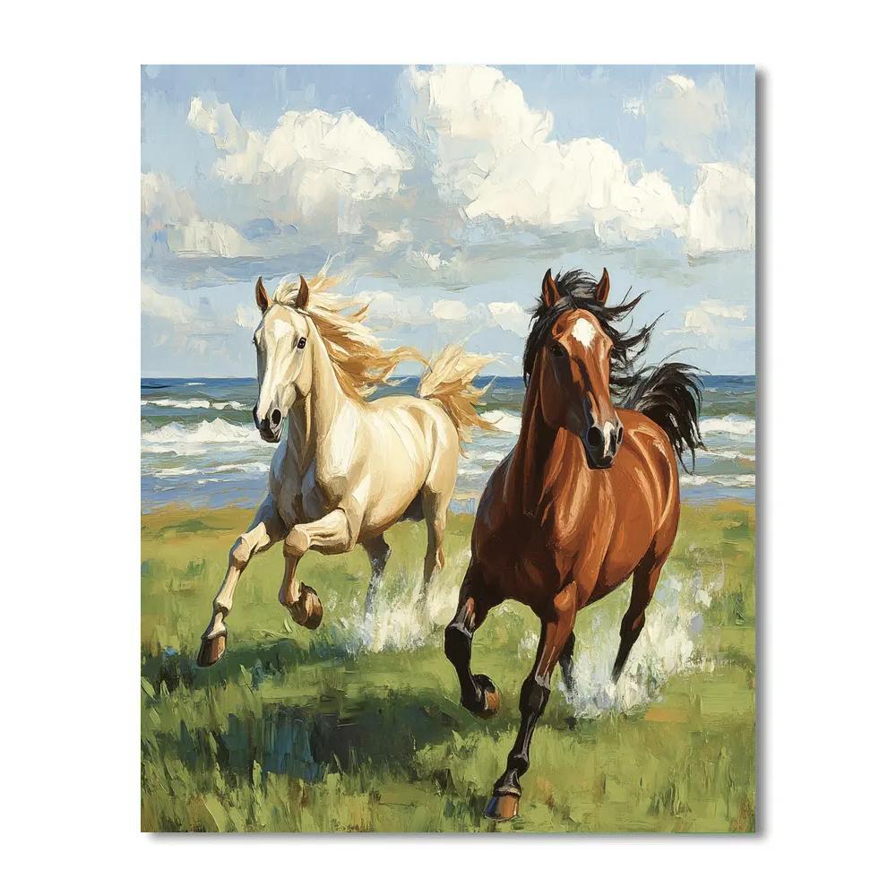 George Stubbs Inspired Galloping Horses paint by color