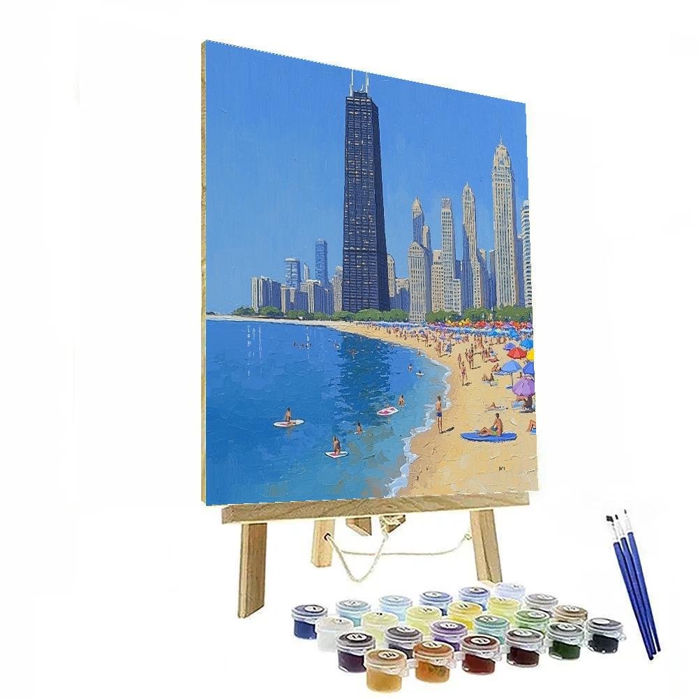 Chicago Skyline From North Avenue Beach Chicago United States Painting by numbers kit