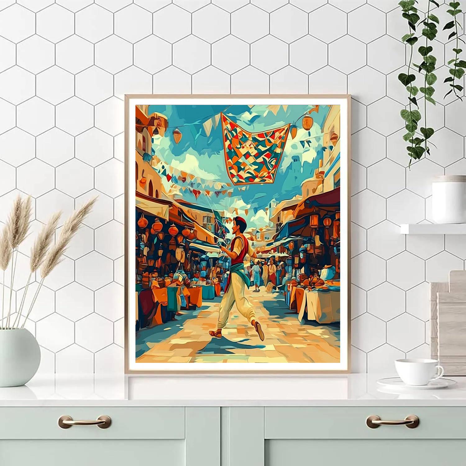 Aladdin Market Kite Chase Disney paint by numbers