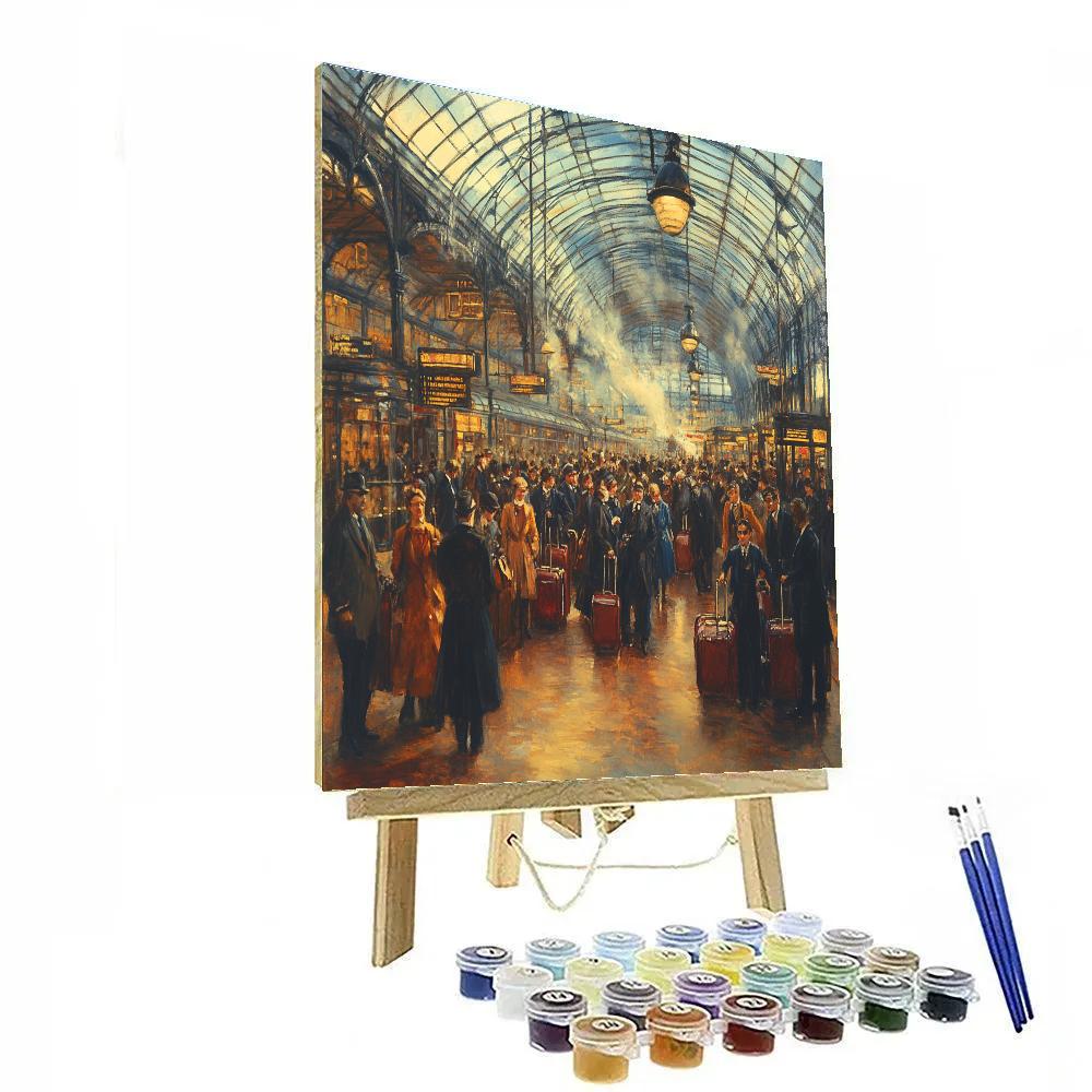 William Powell Frith Inspired Railway Station Crowd Numbered painting kits