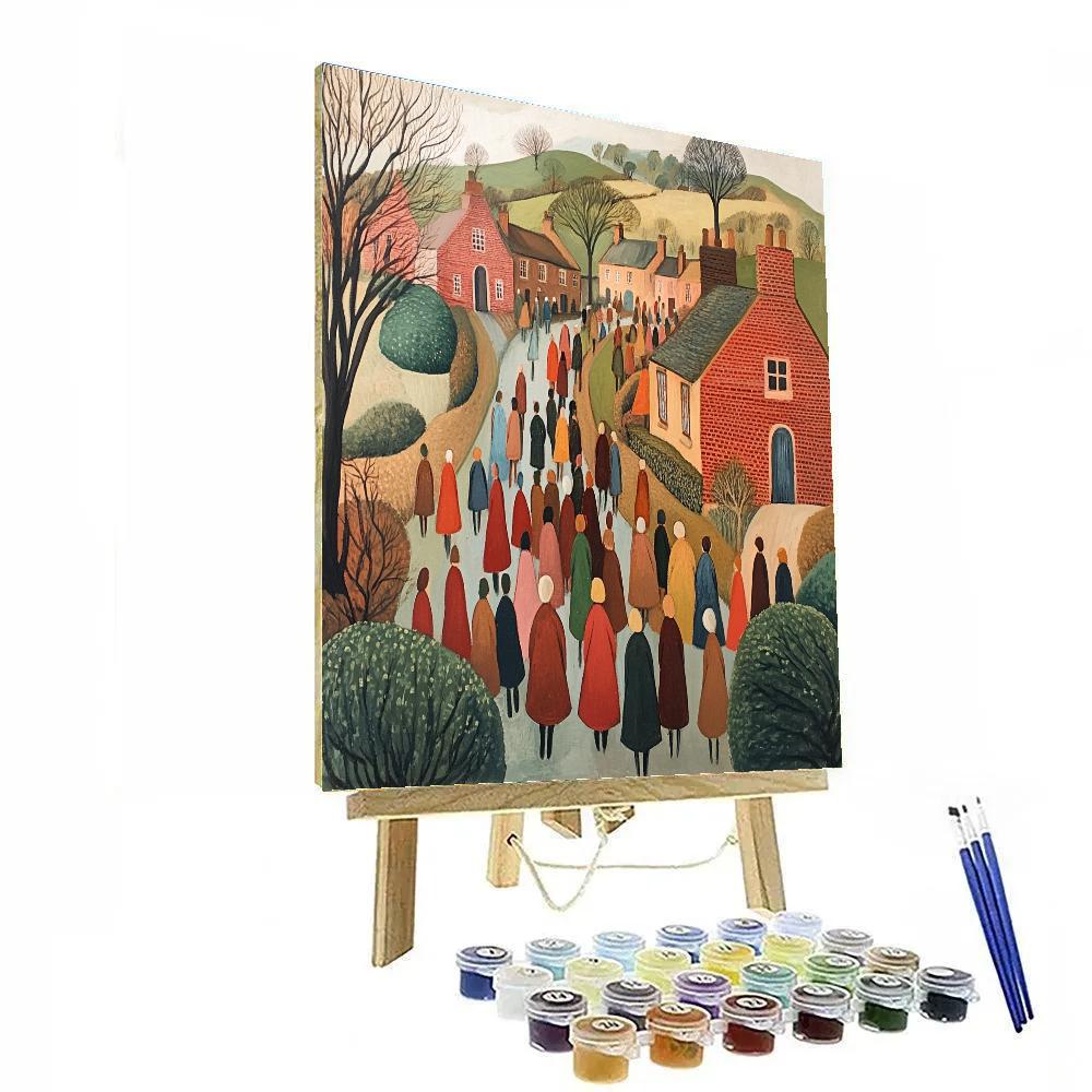 Stanley Spencer Inspired Village Procession DIY paint by numbers