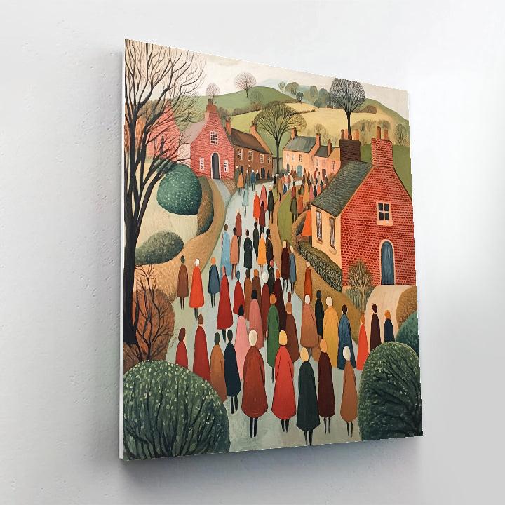 Stanley Spencer Inspired Village Procession DIY paint by numbers
