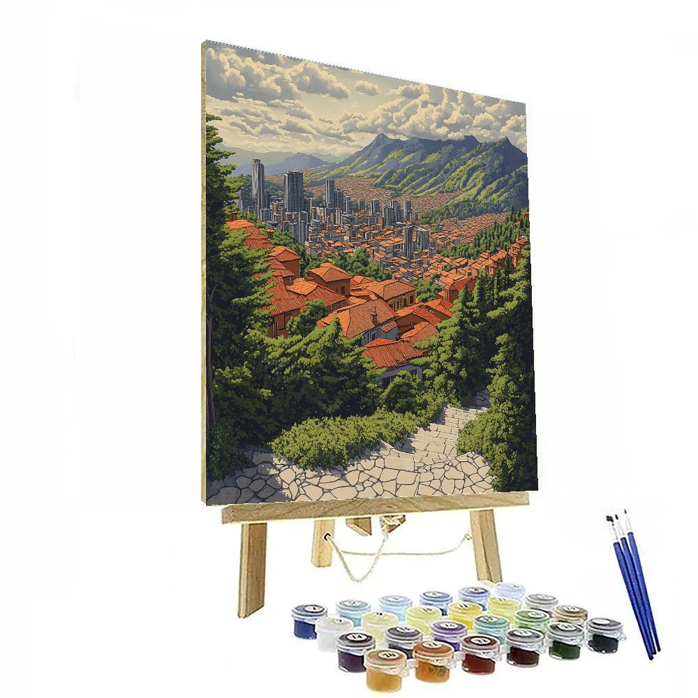 Panoramic View From Cerro De Monserrate Urban Slopes Bogota Colombia paint by color