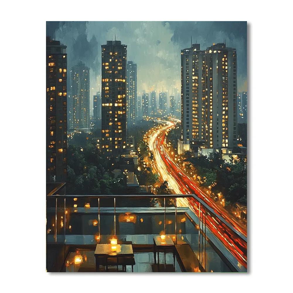 Jakarta Skyline From Skye Rooftop Bar Jakarta Indonesia Numbered painting kits