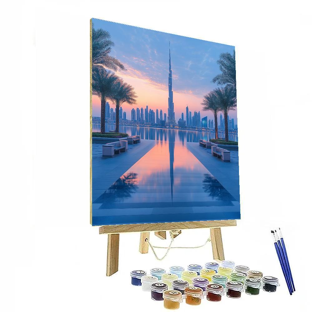 Downtown Dubai Skyline From Dubai Creek Harbour Dubai United Arab Emirates Numbered painting kits