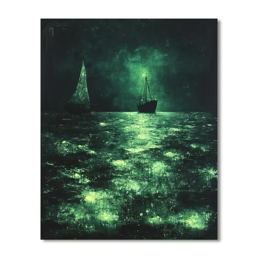 Albert Pinkham Ryder Inspired Moonlit Sea paint by color