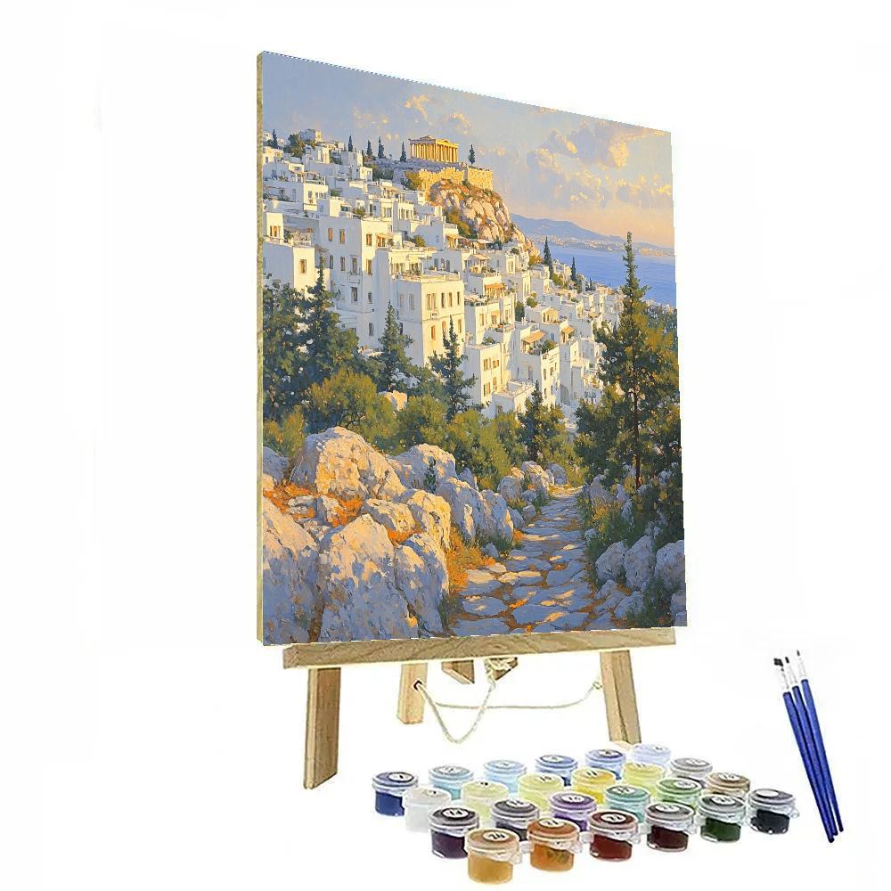 Athens City And Acropolis Hill From Lycabettus Mount Athens Greece Paint by numbers art