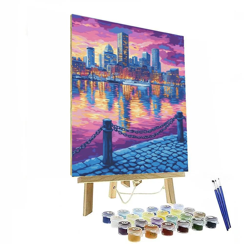 Boston Skyline From Fan Pier Seaport Boston United States paint by number