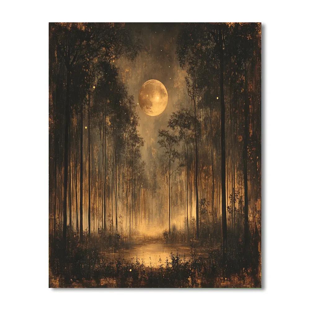 Ralph Albert Blakelock Inspired Forest Nocturne paint by numbers