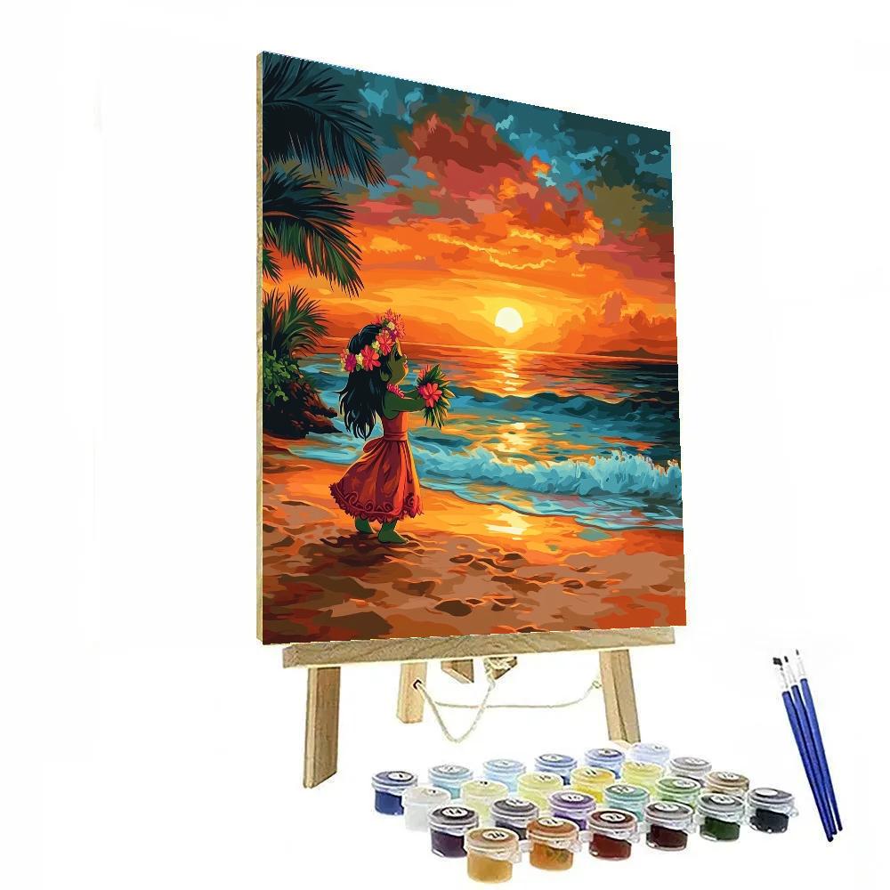 Lilo Hula Sunset Dance Disney Number painting