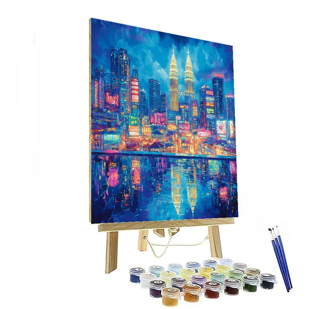 Kuala Lumpur Skyline From Bukit Bintang Rooftop Kuala Lumpur Malaysia paint by color