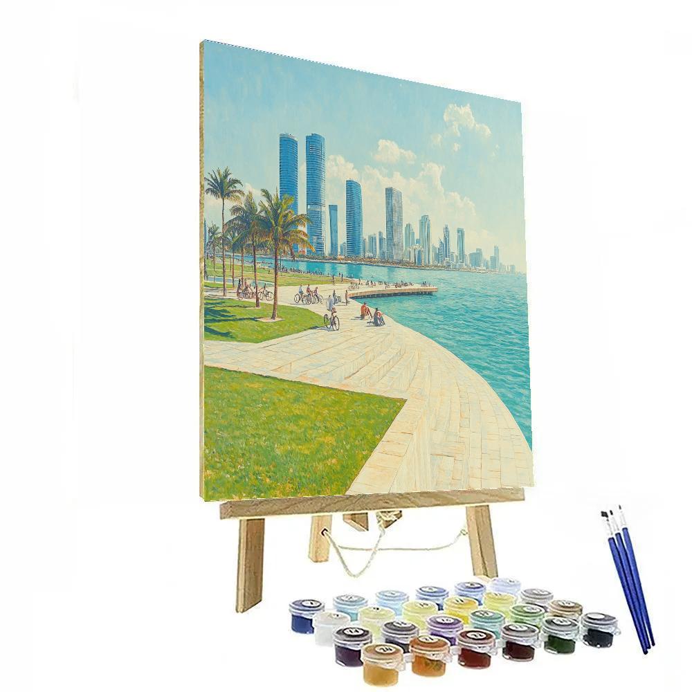 Doha Corniche And West Bay Skyline From MIA Park Doha Qatar paint by numbers