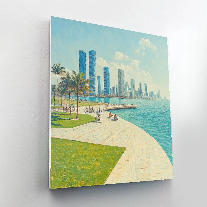 Doha Corniche And West Bay Skyline From MIA Park Doha Qatar paint by numbers