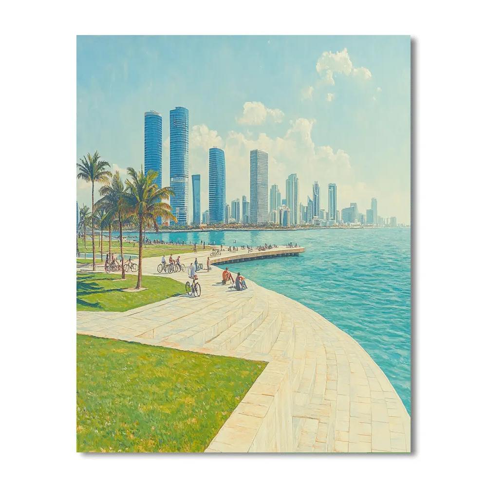Doha Corniche And West Bay Skyline From MIA Park Doha Qatar paint by numbers