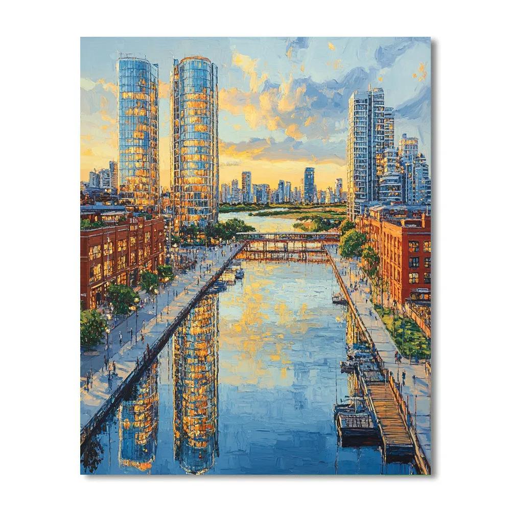 Buenos Aires Skyline And Reserva Ecologica From Puerto Madero Buenos Aires Argentina Paint by numbers art