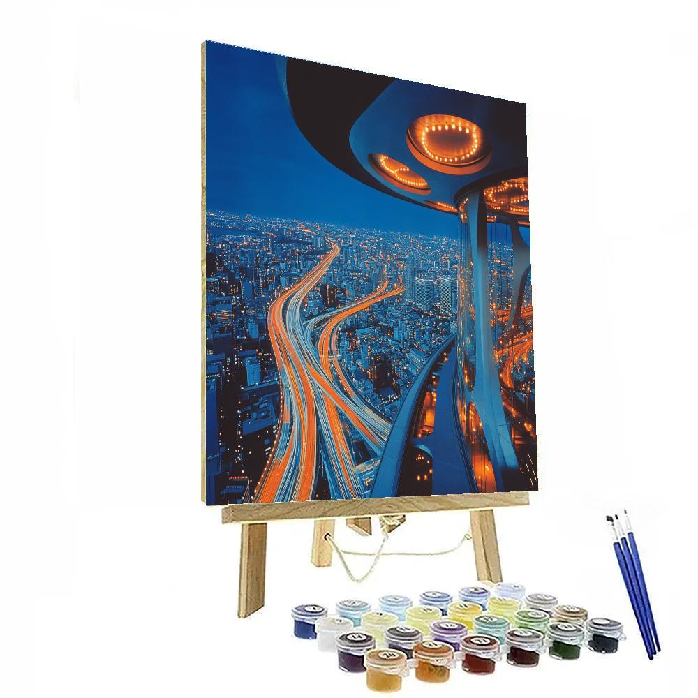Osaka Night Lights From Umeda Sky Building Floating Garden Osaka Japan DIY paint by numbers