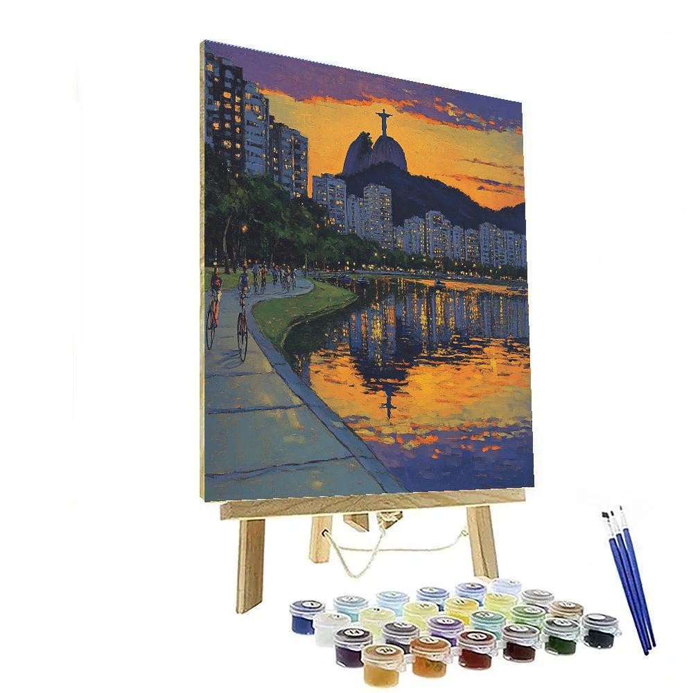 Rio De Janeiro Lagoon Skyline From Parque Dos Patins Rio De Janeiro Brazil Numbered painting kits