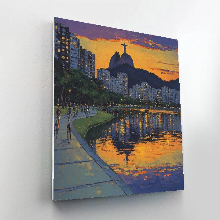 Rio De Janeiro Lagoon Skyline From Parque Dos Patins Rio De Janeiro Brazil Numbered painting kits