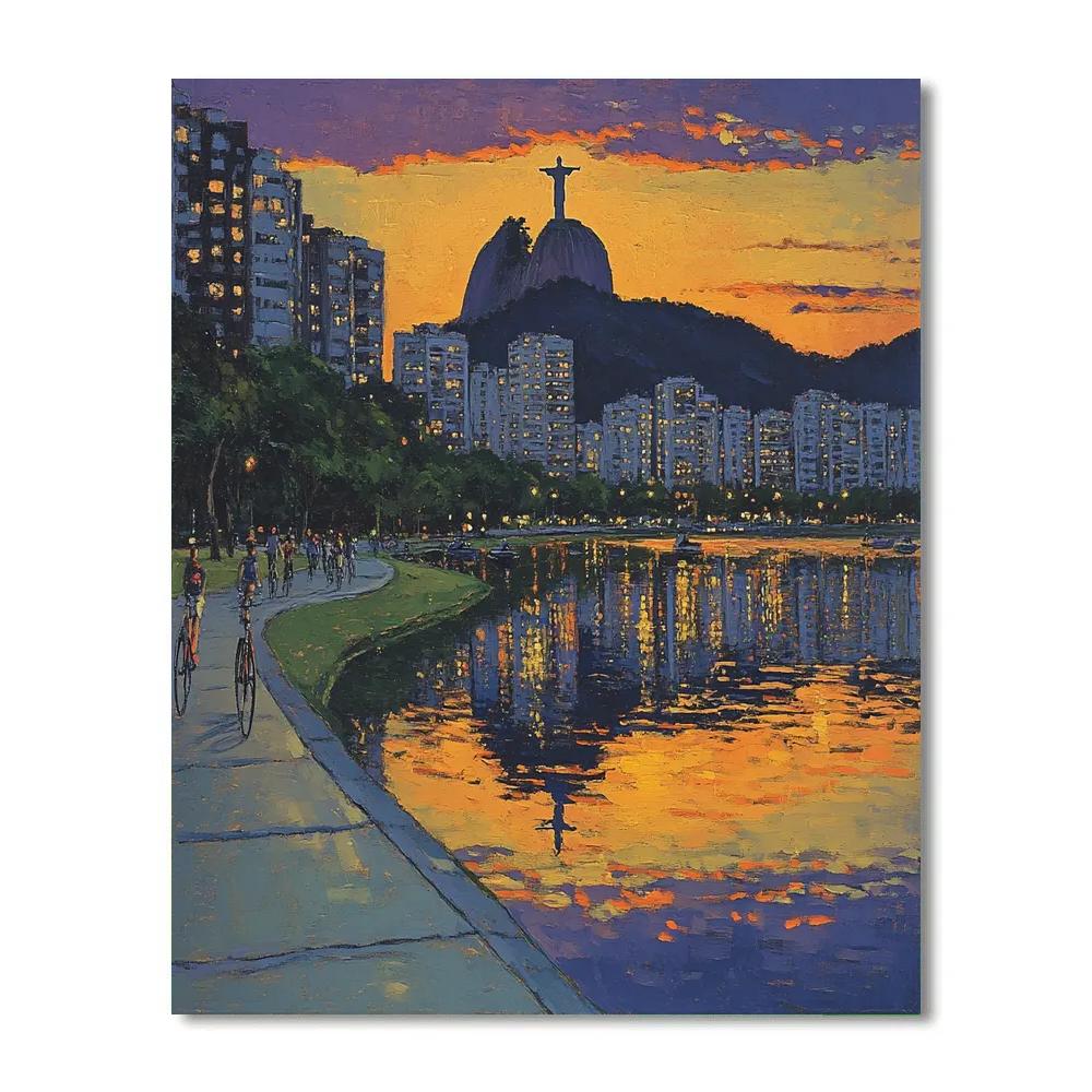 Rio De Janeiro Lagoon Skyline From Parque Dos Patins Rio De Janeiro Brazil Numbered painting kits