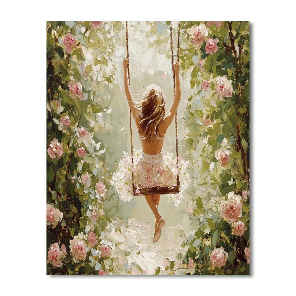 Jean Honore Fragonard Inspired Swinging Roses Number painting