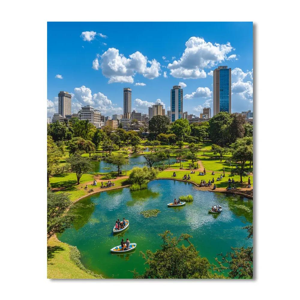 Nairobi Skyline From Uhuru Park Hill Nairobi Kenya Painting by numbers kit