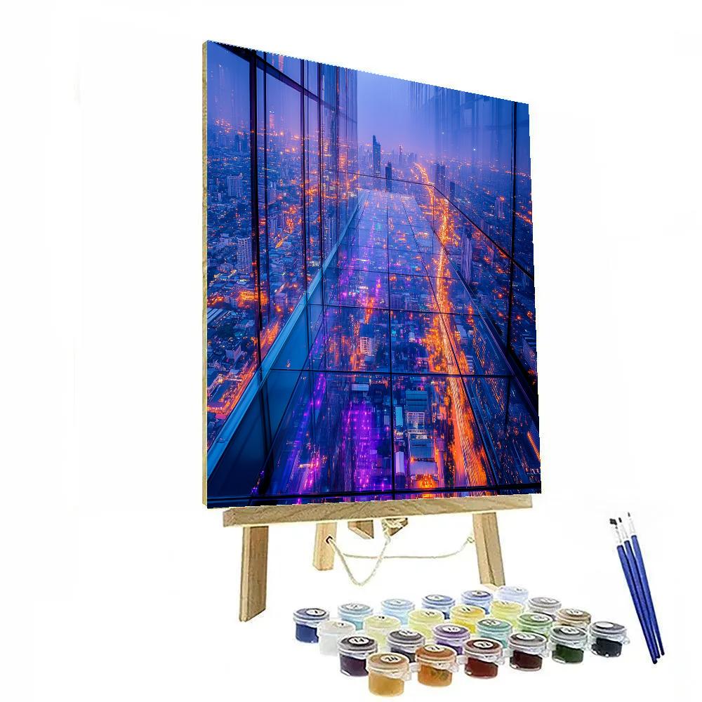 Bangkok Skyline From Mahanakhon Skywalk Bangkok Thailand Paint by numbers art