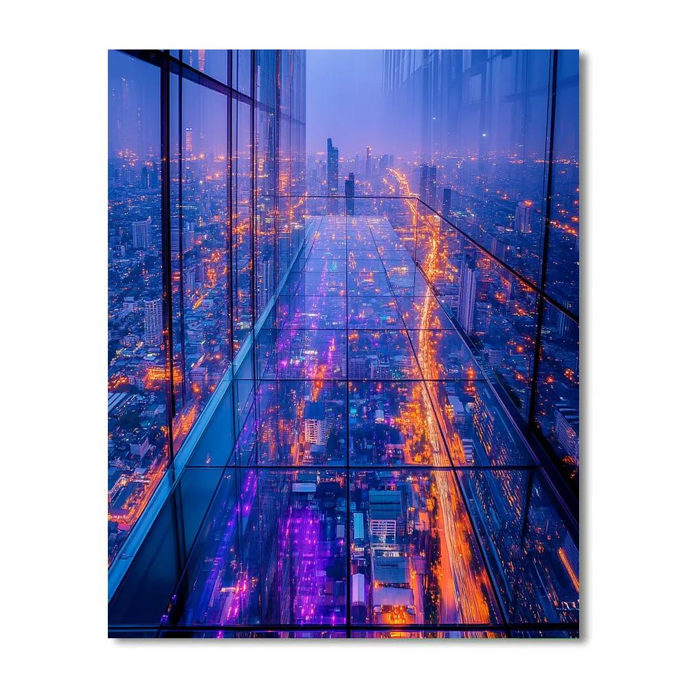 Bangkok Skyline From Mahanakhon Skywalk Bangkok Thailand Paint by numbers art