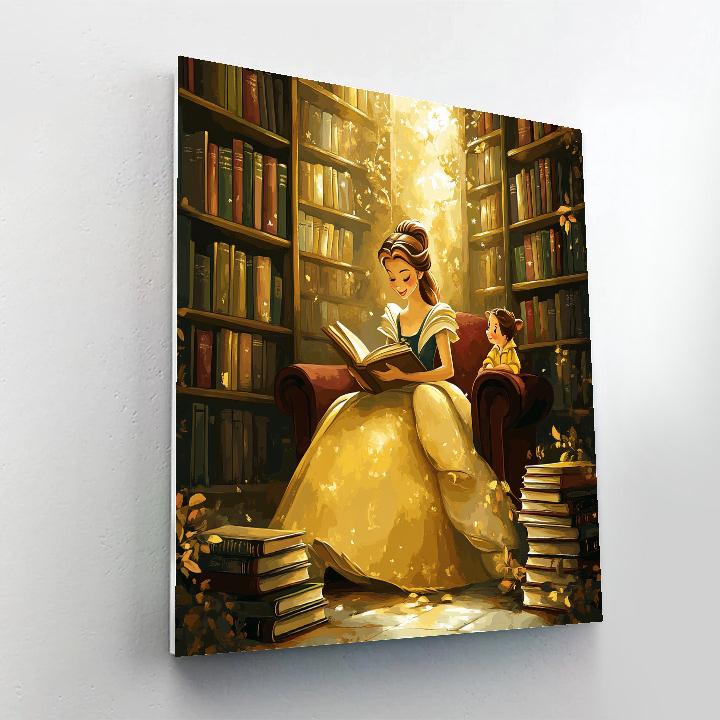 Belle & Chip Library Whimsy Disney Number painting