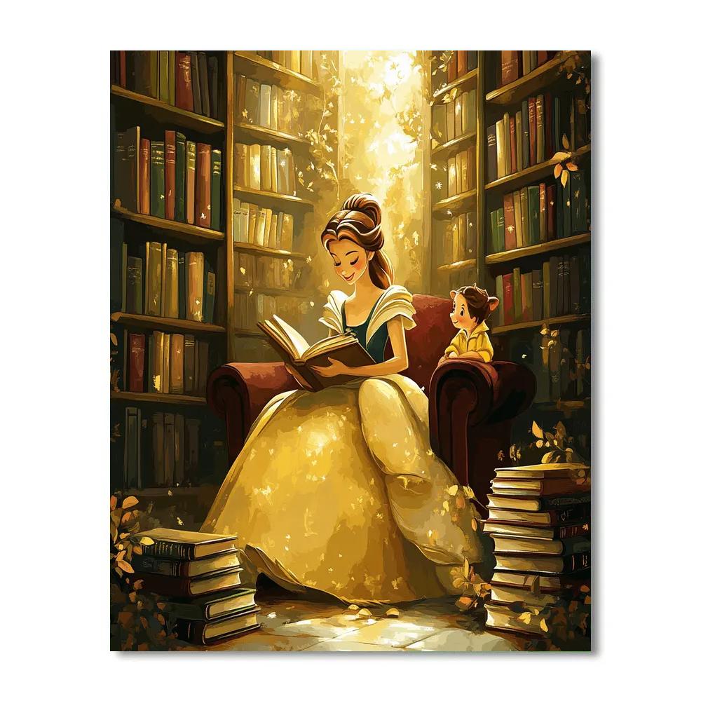 Belle & Chip Library Whimsy Disney Number painting