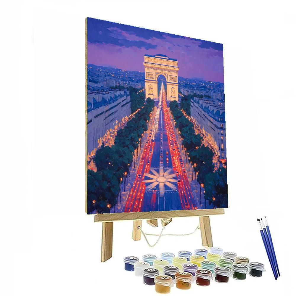 Champs Elysees And Arc De Triomphe Aerial View Paris France paint by numbers