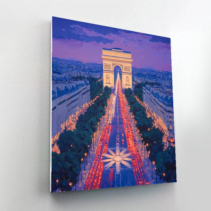 Champs Elysees And Arc De Triomphe Aerial View Paris France paint by numbers