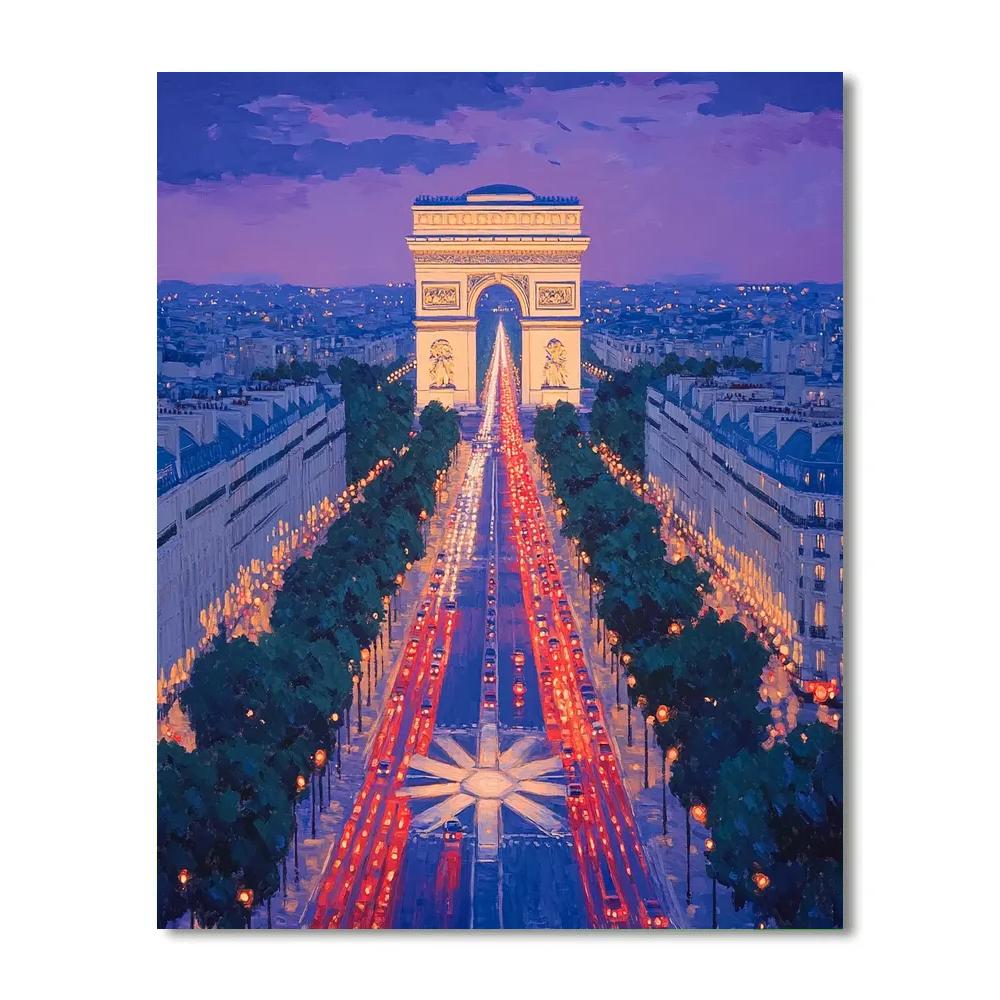 Champs Elysees And Arc De Triomphe Aerial View Paris France paint by numbers